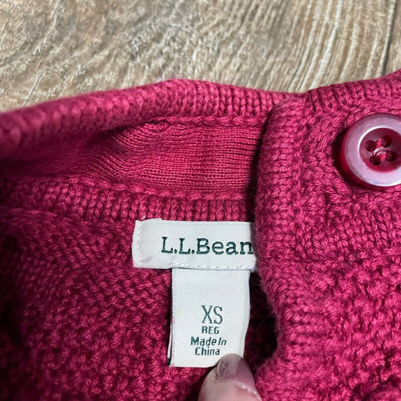 L.L. Bean Woven Cardigan Chunky Knit Long Sleeve Button Up Pink Womens XS - Picture 4 of 6